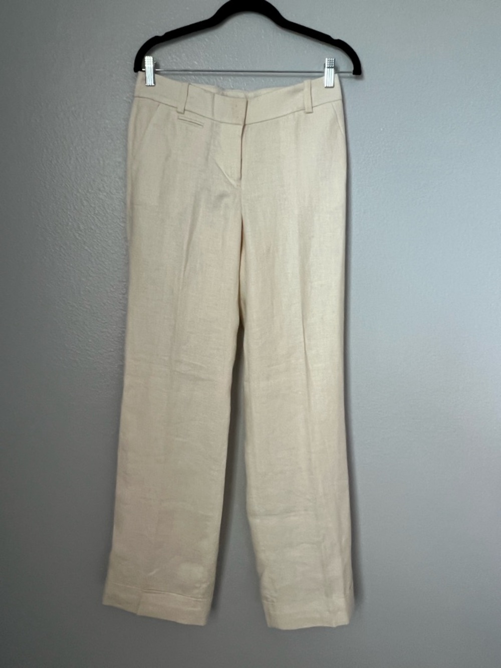 J. Crew Cream Straight-Leg Linen Trousers Pants